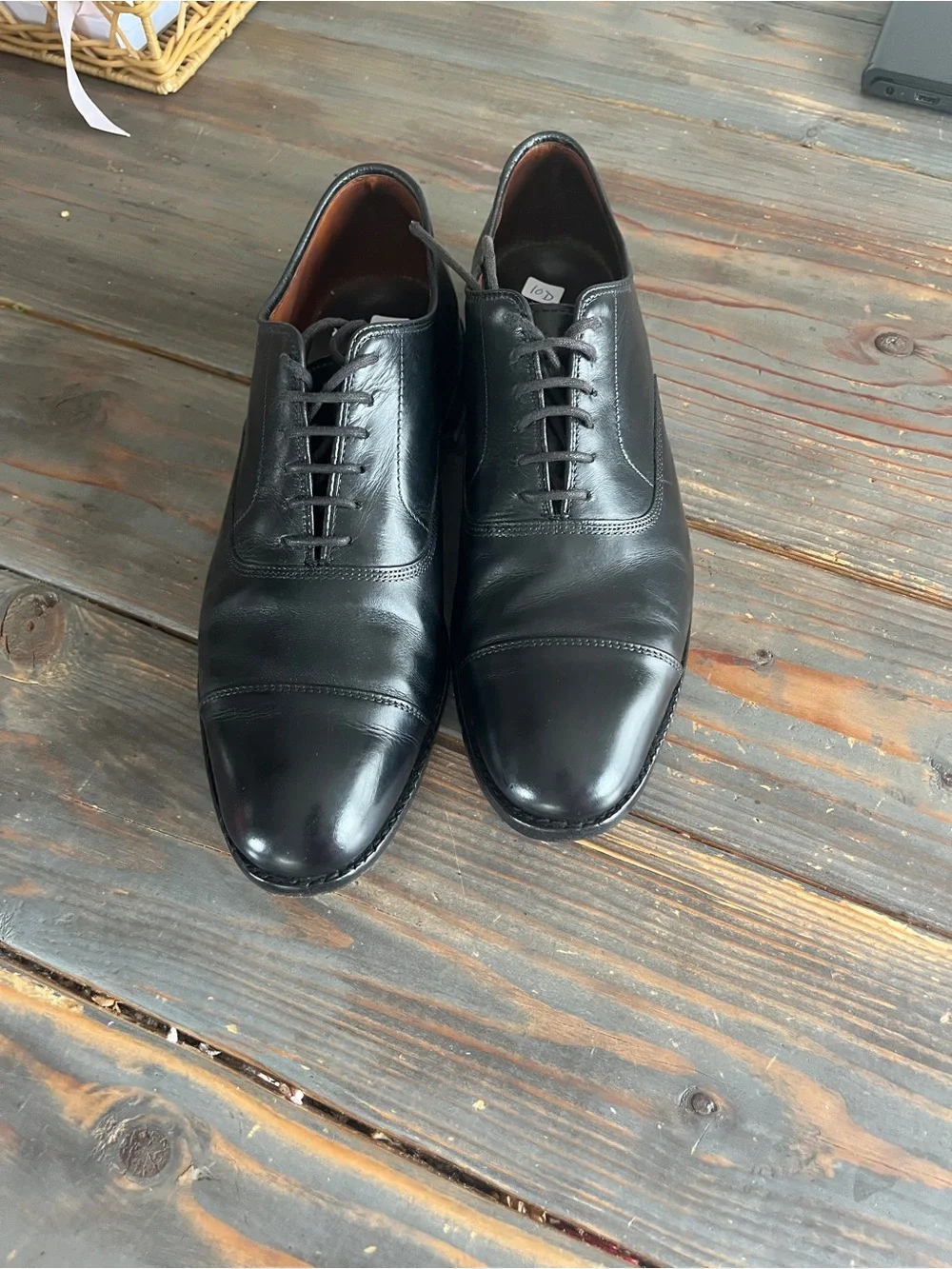 Allen Edmonds Black Leather Cap-Toe Oxford Dress Shoes